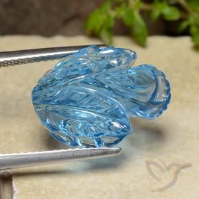 9,17 ctw natürlicher Swiss Blue Topas, Blumen-Schliff, Transparent