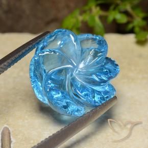 9,17 ctw natürlicher Swiss Blue Topas, Blumen-Schliff, Transparent