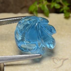 9,17 ctw natürlicher Swiss Blue Topas, Blumen-Schliff, Transparent