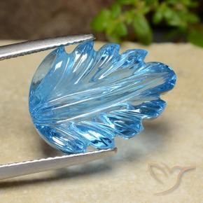 9,17 ctw natürlicher Swiss Blue Topas, Blumen-Schliff, Transparent
