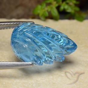 9,17 ctw natürlicher Swiss Blue Topas, Blumen-Schliff, Transparent