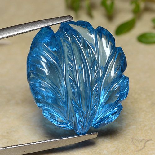 27.42ct Natürlicher Swiss Blue Topas, Blumen-Schliff, Transparent