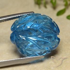 9,17 ctw natürlicher Swiss Blue Topas, Blumen-Schliff, Transparent