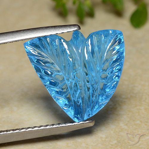 9.03ct Natürlicher Swiss Blue Topas, Blumen-Schliff, Transparent