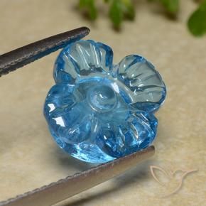 9,17 ctw natürlicher Swiss Blue Topas, Blumen-Schliff, Transparent