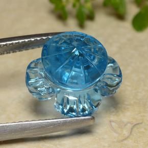 9,17 ctw natürlicher Swiss Blue Topas, Blumen-Schliff, Transparent