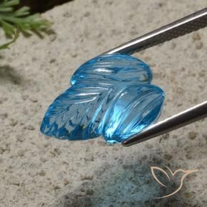 9,17 ctw natürlicher Swiss Blue Topas, Blumen-Schliff, Transparent