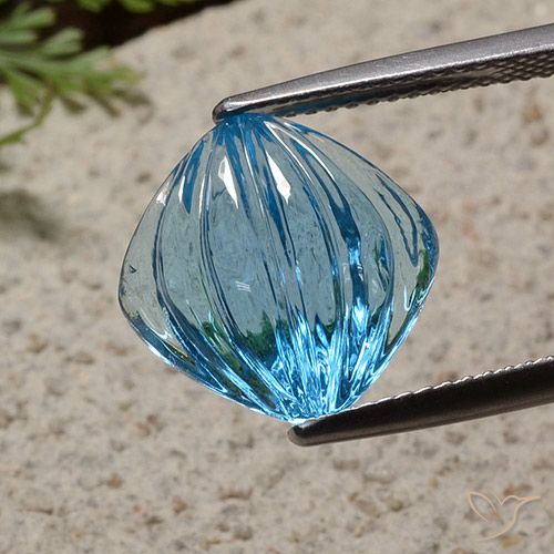 7.48ct Natürlicher Swiss Blue Topas, Kissen, Transparent