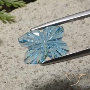 9,17 ctw natürlicher Swiss Blue Topas, Blumen-Schliff, Transparent