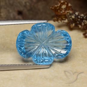 9,17 ctw natürlicher Swiss Blue Topas, Blumen-Schliff, Transparent