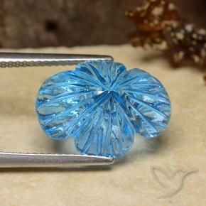 9,17 ctw natürlicher Swiss Blue Topas, Blumen-Schliff, Transparent