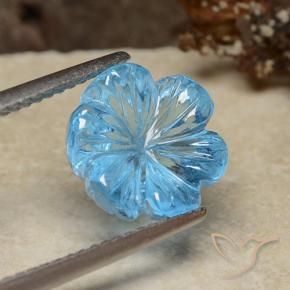 9,17 ctw natürlicher Swiss Blue Topas, Blumen-Schliff, Transparent