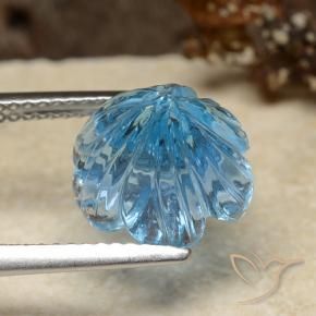 9,17 ctw natürlicher Swiss Blue Topas, Blumen-Schliff, Transparent