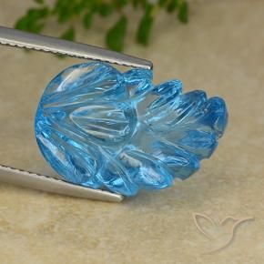 9,17 ctw natürlicher Swiss Blue Topas, Blumen-Schliff, Transparent