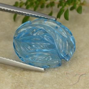 9,17 ctw natürlicher Swiss Blue Topas, Blumen-Schliff, Transparent