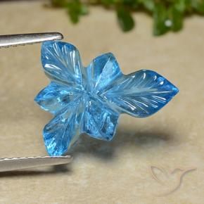 9,17 ctw natürlicher Swiss Blue Topas, Blumen-Schliff, Transparent