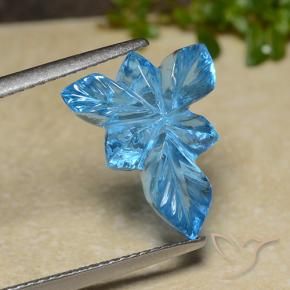 9,17 ctw natürlicher Swiss Blue Topas, Blumen-Schliff, Transparent