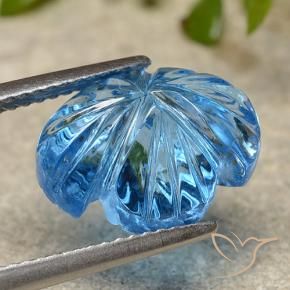 9,17 ctw natürlicher Swiss Blue Topas, Blumen-Schliff, Transparent