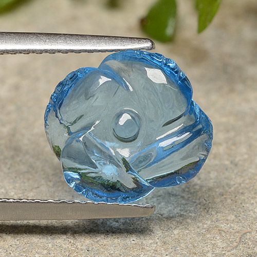 3.93ct Natürlicher Swiss Blue Topas, Blumen-Schliff, Lichtdurchlässig