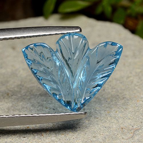 4.24ct Natürlicher Swiss Blue Topas, Blumen-Schliff, Transparent