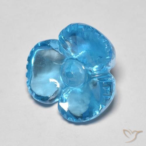 7.54ct Natürlicher Swiss Blue Topas, Blumen-Schliff, Transparent