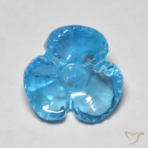 9,17 ctw natürlicher Swiss Blue Topas, Blumen-Schliff, Transparent