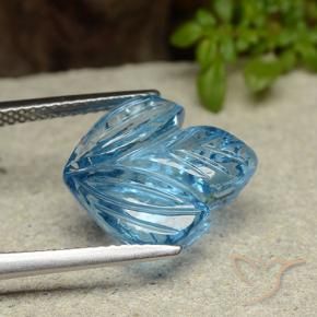 9,17 ctw natürlicher Swiss Blue Topas, Blumen-Schliff, Transparent
