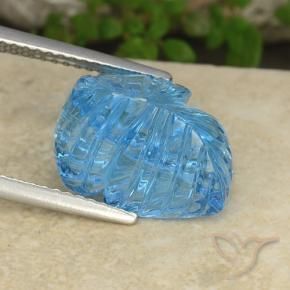 9,17 ctw natürlicher Swiss Blue Topas, Blumen-Schliff, Transparent