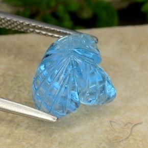9,17 ctw natürlicher Swiss Blue Topas, Blumen-Schliff, Transparent