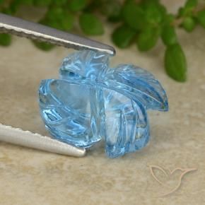 9,17 ctw natürlicher Swiss Blue Topas, Blumen-Schliff, Transparent