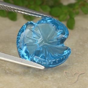 9,17 ctw natürlicher Swiss Blue Topas, Blumen-Schliff, Transparent