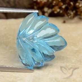 9,17 ctw natürlicher Swiss Blue Topas, Blumen-Schliff, Transparent