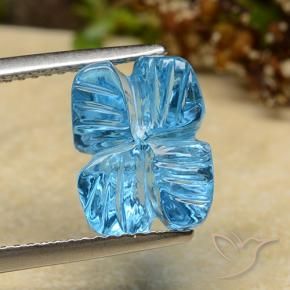9,17 ctw natürlicher Swiss Blue Topas, Blumen-Schliff, Transparent