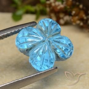 9,17 ctw natürlicher Swiss Blue Topas, Blumen-Schliff, Transparent