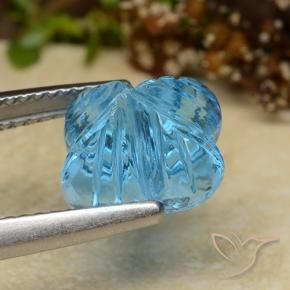 9,17 ctw natürlicher Swiss Blue Topas, Blumen-Schliff, Transparent