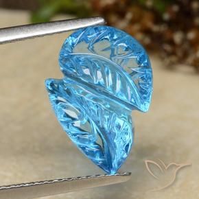9,17 ctw natürlicher Swiss Blue Topas, Blumen-Schliff, Transparent