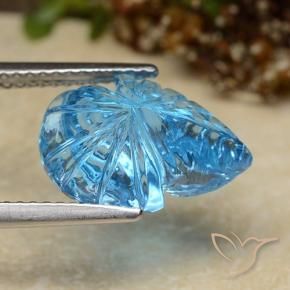 9,17 ctw natürlicher Swiss Blue Topas, Blumen-Schliff, Transparent