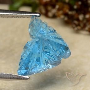 9,17 ctw natürlicher Swiss Blue Topas, Blumen-Schliff, Transparent