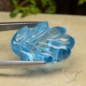 9,17 ctw natürlicher Swiss Blue Topas, Blumen-Schliff, Transparent