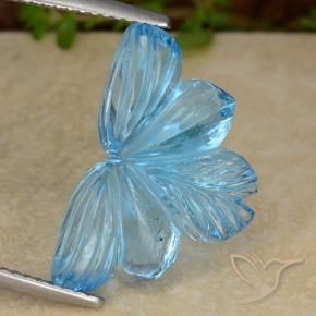 9,17 ctw natürlicher Swiss Blue Topas, Blumen-Schliff, Transparent