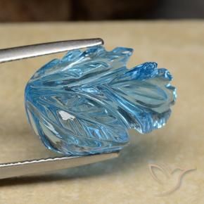 9,17 ctw natürlicher Swiss Blue Topas, Blumen-Schliff, Transparent