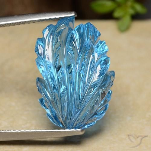 17,03 ctw natürlicher blauer Topas, Fantasieschliff, Transparent