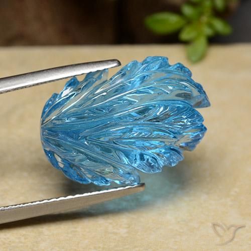 17,03 ctw natürlicher blauer Topas, Fantasieschliff, Transparent