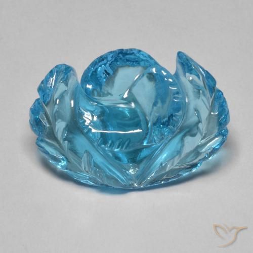 12.78ct Natürlicher Swiss Blue Topas, Blumen-Schliff, Transparent