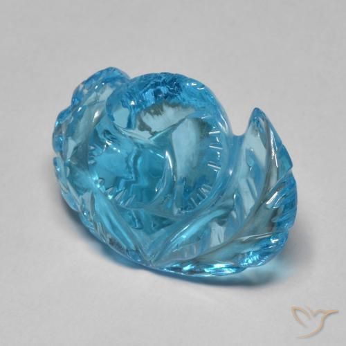 9,17 ctw natürlicher Swiss Blue Topas, Blumen-Schliff, Transparent