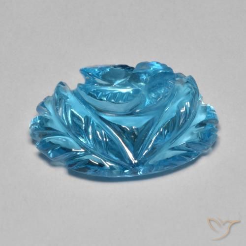 9,17 ctw natürlicher Swiss Blue Topas, Blumen-Schliff, Transparent