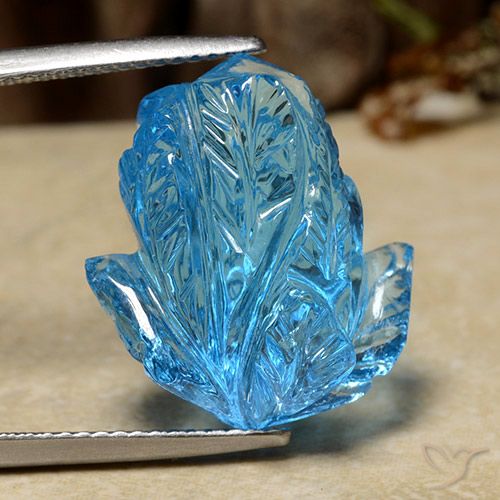 19.85ct Natürlicher Swiss Blue Topas, Blumen-Schliff, Transparent