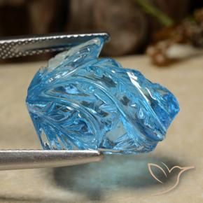 9,17 ctw natürlicher Swiss Blue Topas, Blumen-Schliff, Transparent