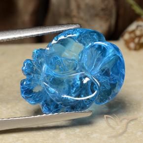 9,17 ctw natürlicher Swiss Blue Topas, Blumen-Schliff, Transparent