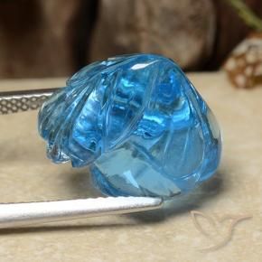 9,17 ctw natürlicher Swiss Blue Topas, Blumen-Schliff, Transparent